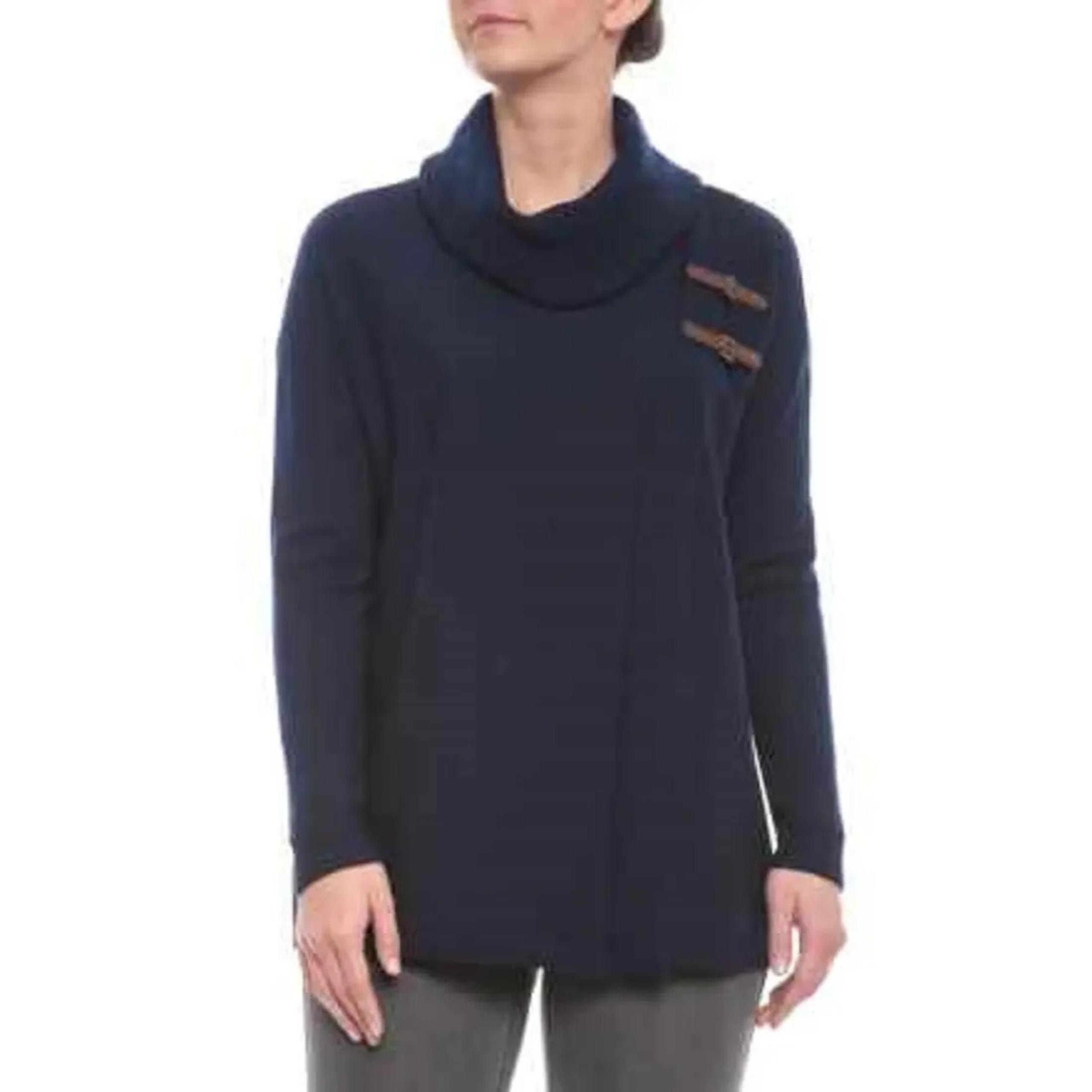 NEW Ellen Tracy Fine Merino Wool sweater Cowl neck gray XL