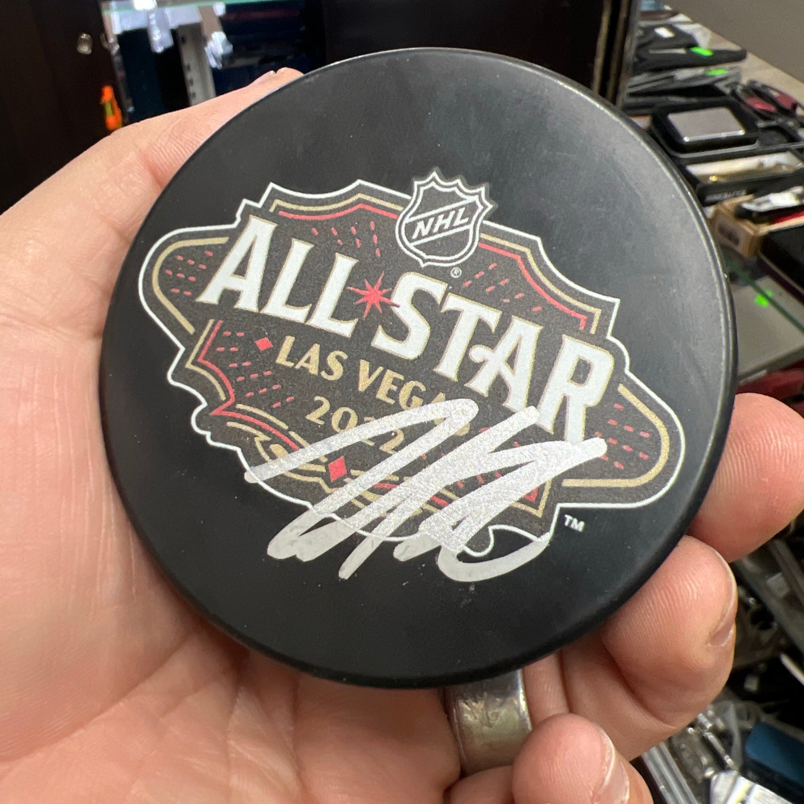 2022 NHL All Star Las Vegas John Gibson Signed Autographed Hockey Puck JSA CoA