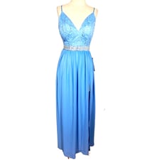 Blue Beaded Maxi High Slit Dress Size 5 New with Tags