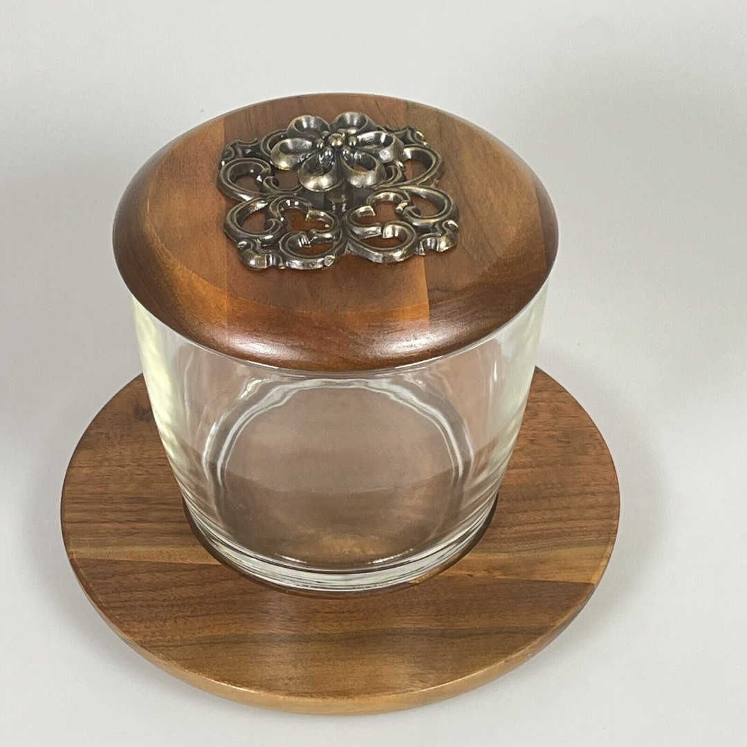 HARD TO FIND OZARK WALNUTWARE HUMIDOR 3 Pc VTG RARE GLASS W WALNUT lid /Tray H3