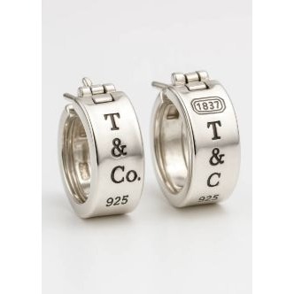 Tiffany & Co. 1837 Vtg Sterling Silver Hoop Huggie Earrings