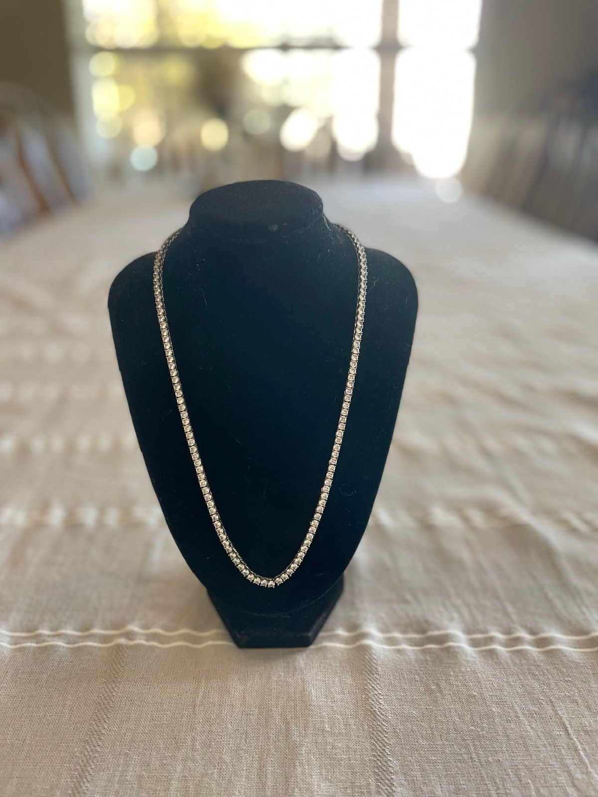 18-Inch Silver-Plated CZ Diamond Tennis Chain Necklace