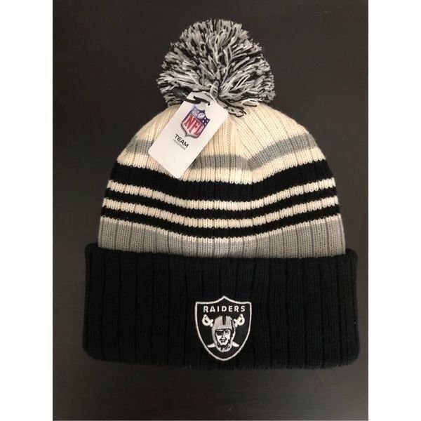 NFL Las Vegas Raiders Knit Pom Cuff Beanie One Size