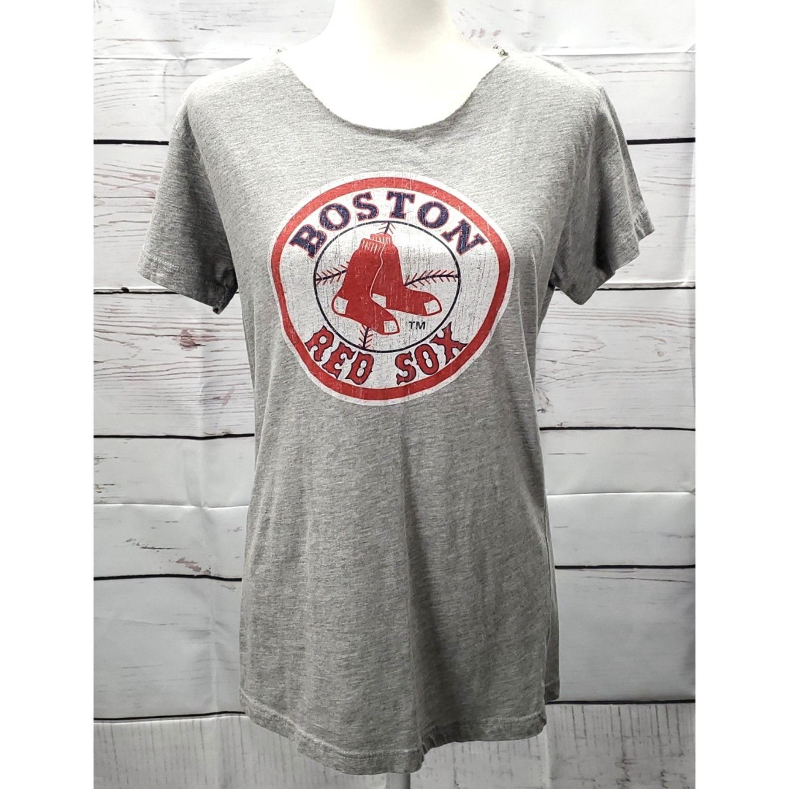 Distressed Gray Womens Wright & Ditson Boston Red Sox XL T-shirt Baseball Sport