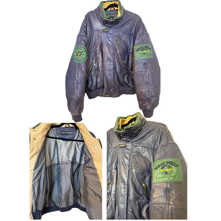 Pelle Pelle Marc Buchanan Leather Bomber Jacket Rare Color Block Size 42
