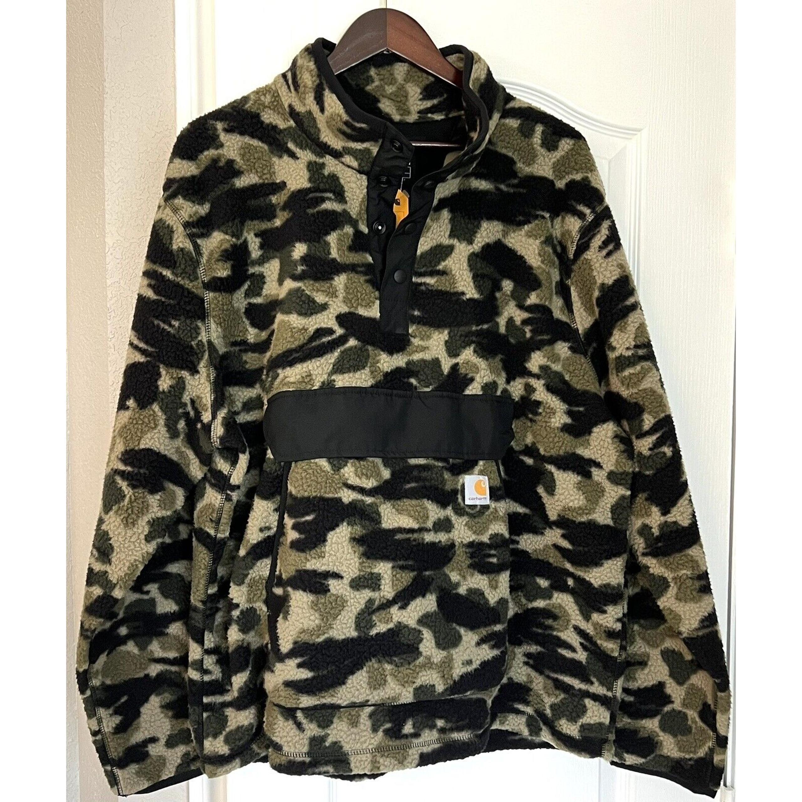 Carhartt Duck Camo Fleece Sherpa Jacket 104991 Mens Size XL Snap Neck NWT