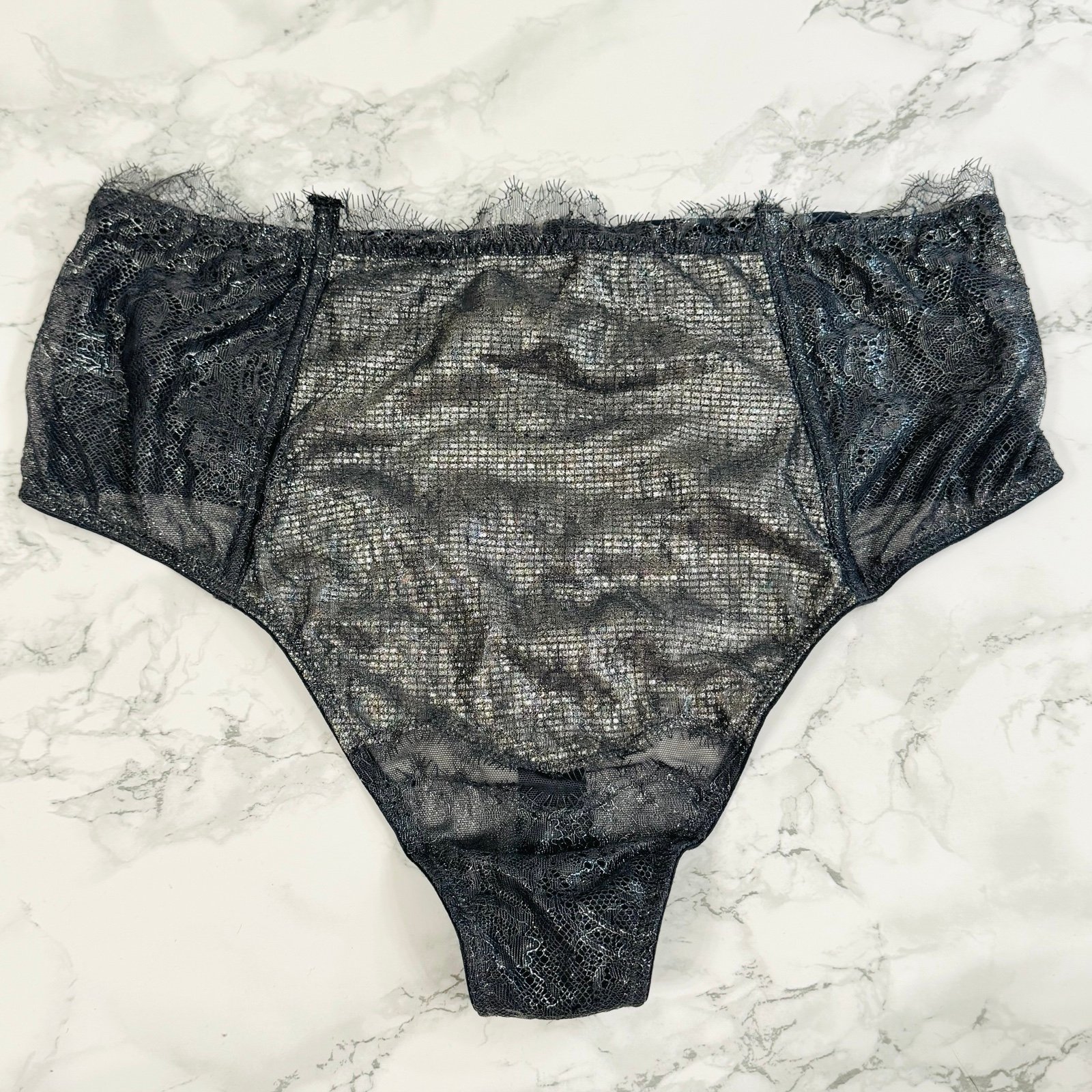 Victoria’s Secret Lace Gray Blue High Waist Thong