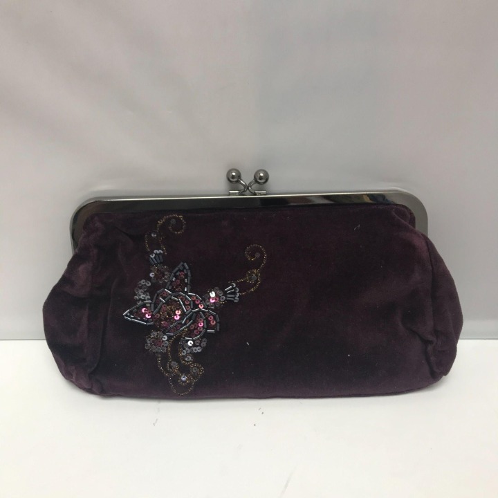 Express Dark Purple Velvet Sequin Clutch