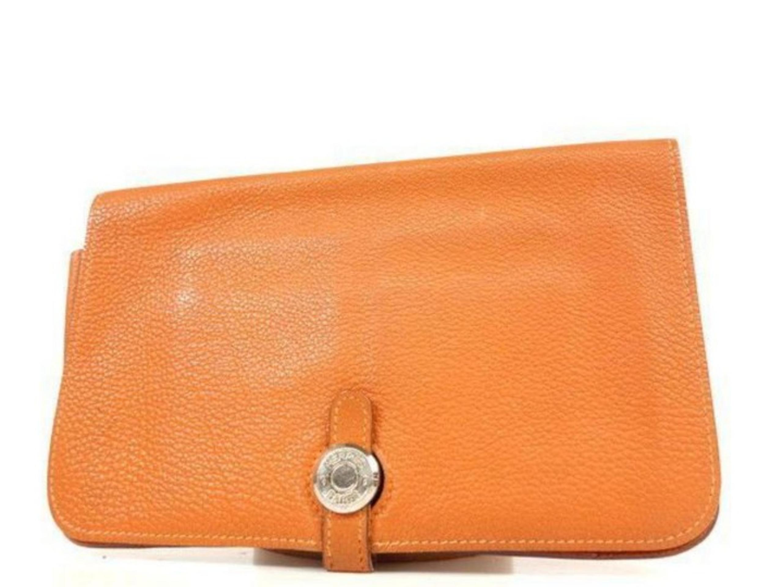 Hermès Orange Togo Leather Dogon Wallet 232H857