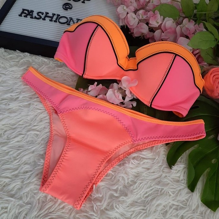 NEW 34C-M Victoria's Secret Sport Surf Beach bikini bandeau top + Itsy Bottoms
