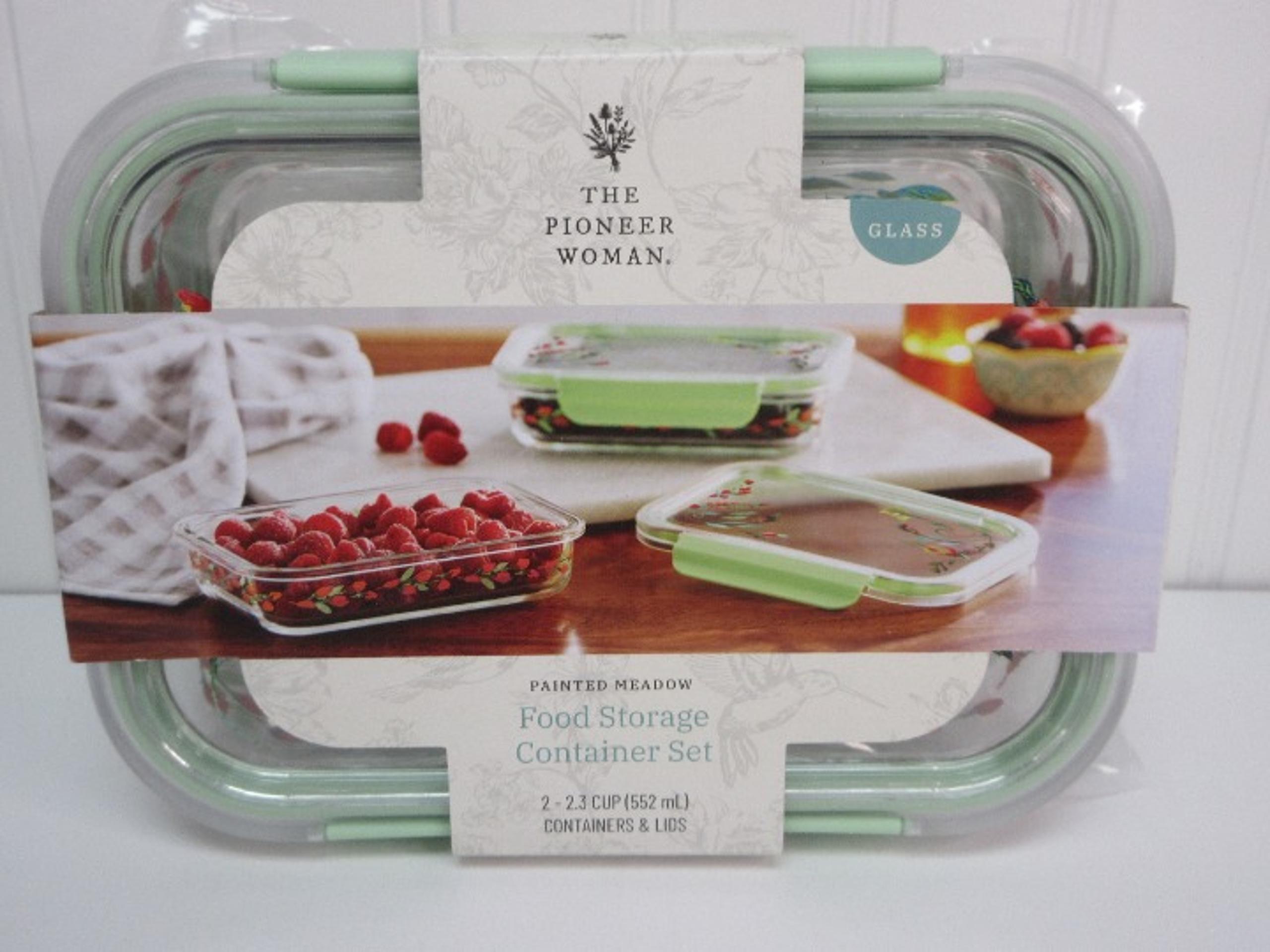 Pioneer Woman Painted Meadow Food Storage Containers Tritan 2cup Set of 2 Green
