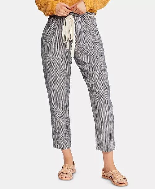 Realdo Womens Elastic Waist Trousers,Casual Striped Pants Cropped Length OL Pants Realdo Womens Elastic Waist Trousers,Casual Striped Pants Cropped Length OL Pants