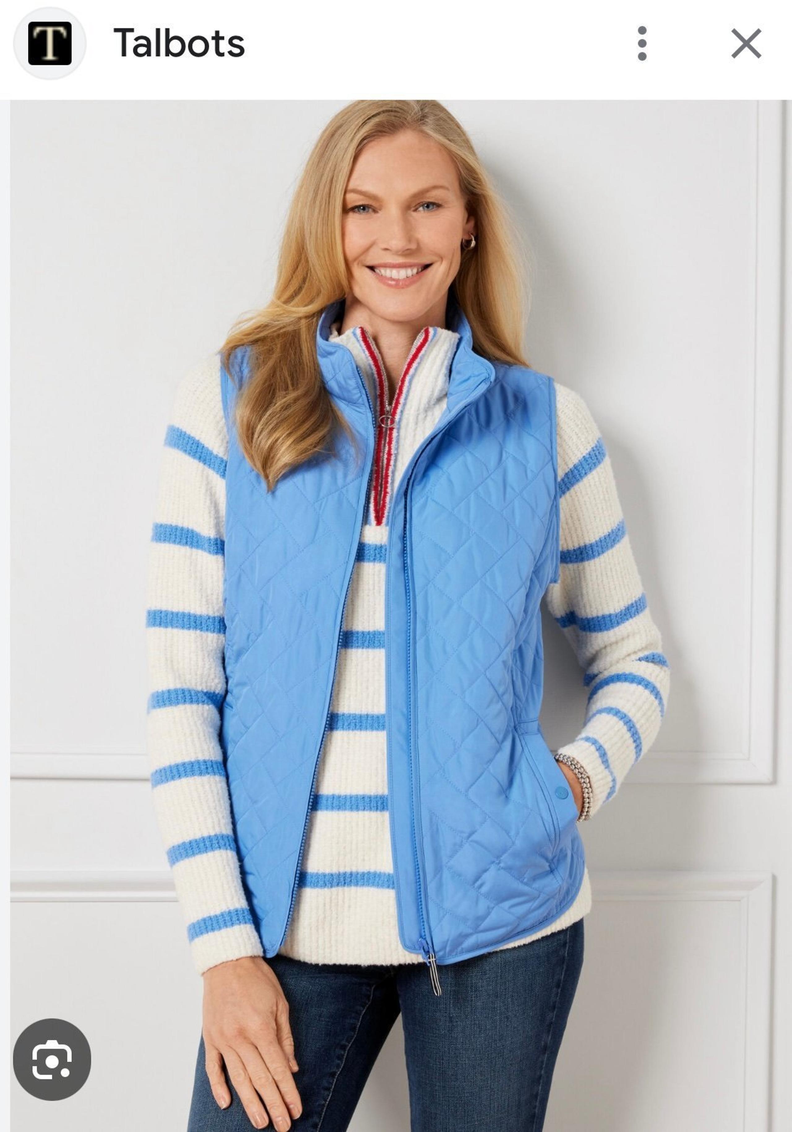 Talbots QUILTED VEST light blue nwt small