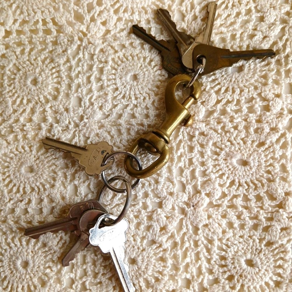 Vintage 3 Solid Brass Heavy Swivel Lobster Hook Spring Clasp with KEYS