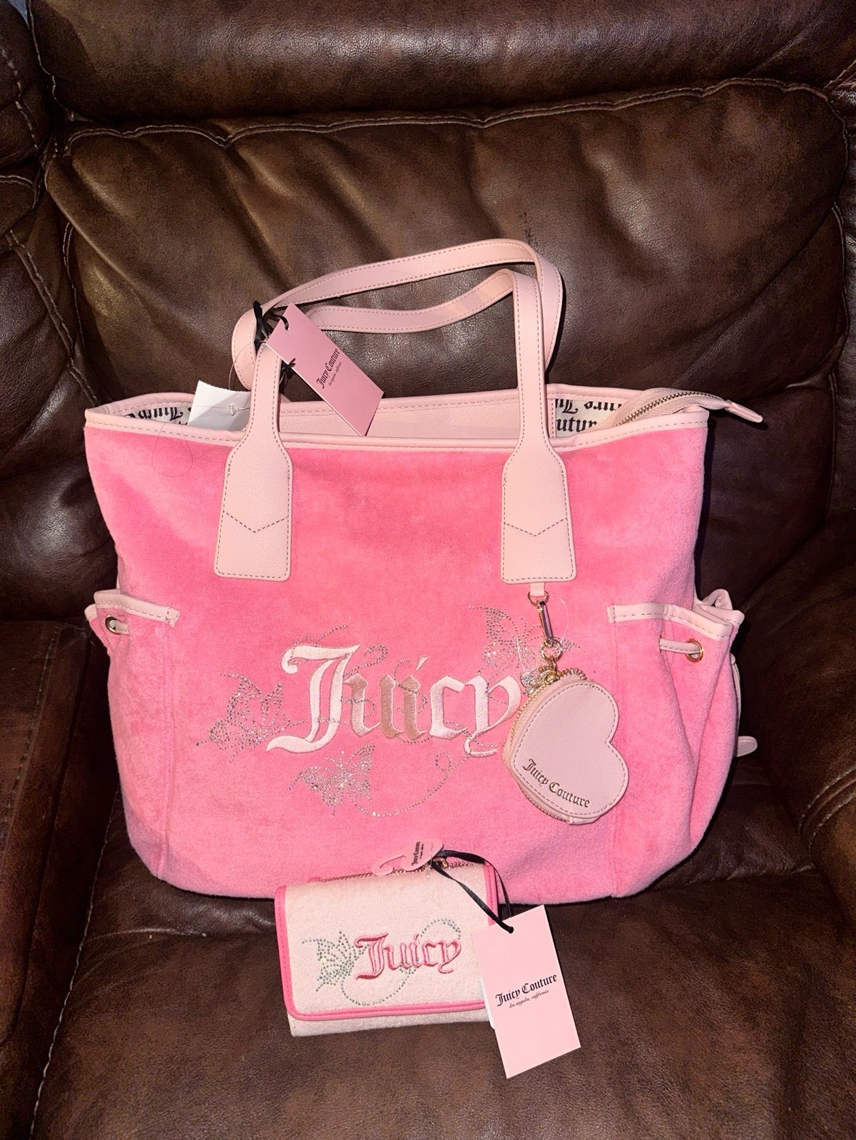 Juicy Couture Pink Lemonade Wingin it Butterfly Tote matching wallet