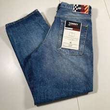 NEW Tommy Hilfiger Aiden Baggy Jeans Men 32x32 Blue Whiskered Faded 90s Y2K
