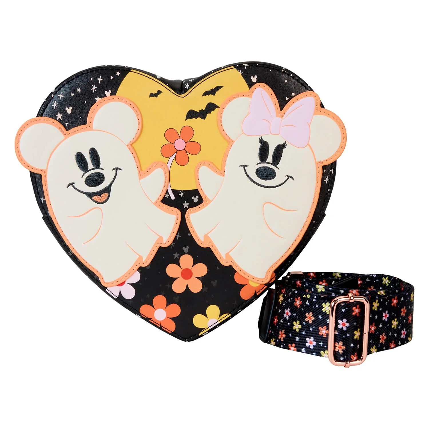 NEW Loungefly Disney Mickey and Minnie Floral Ghosts Halloween Crossbody