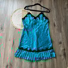 VICTORIA'S SECRET Vtg Gold Label Green Emerald Mermaid Slip Nightie