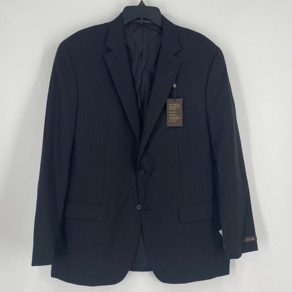 Tasso Elba Men’s Black Pin Stripe Suit Jacket size 44Long