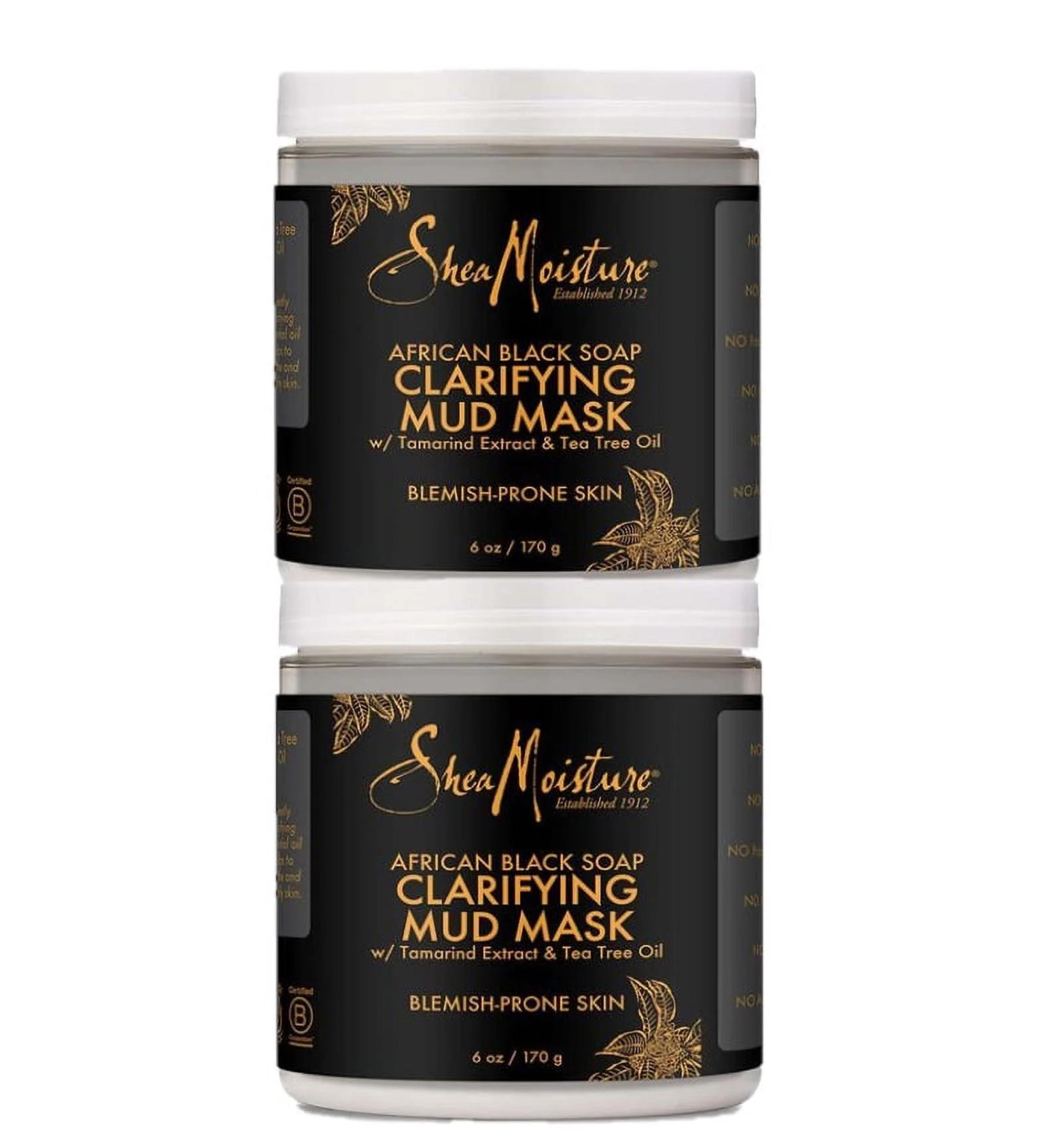 2 Shea Moisture African Black Soap Clarifying Mud Mask Tamarind Tee Tree Oil 6oz
