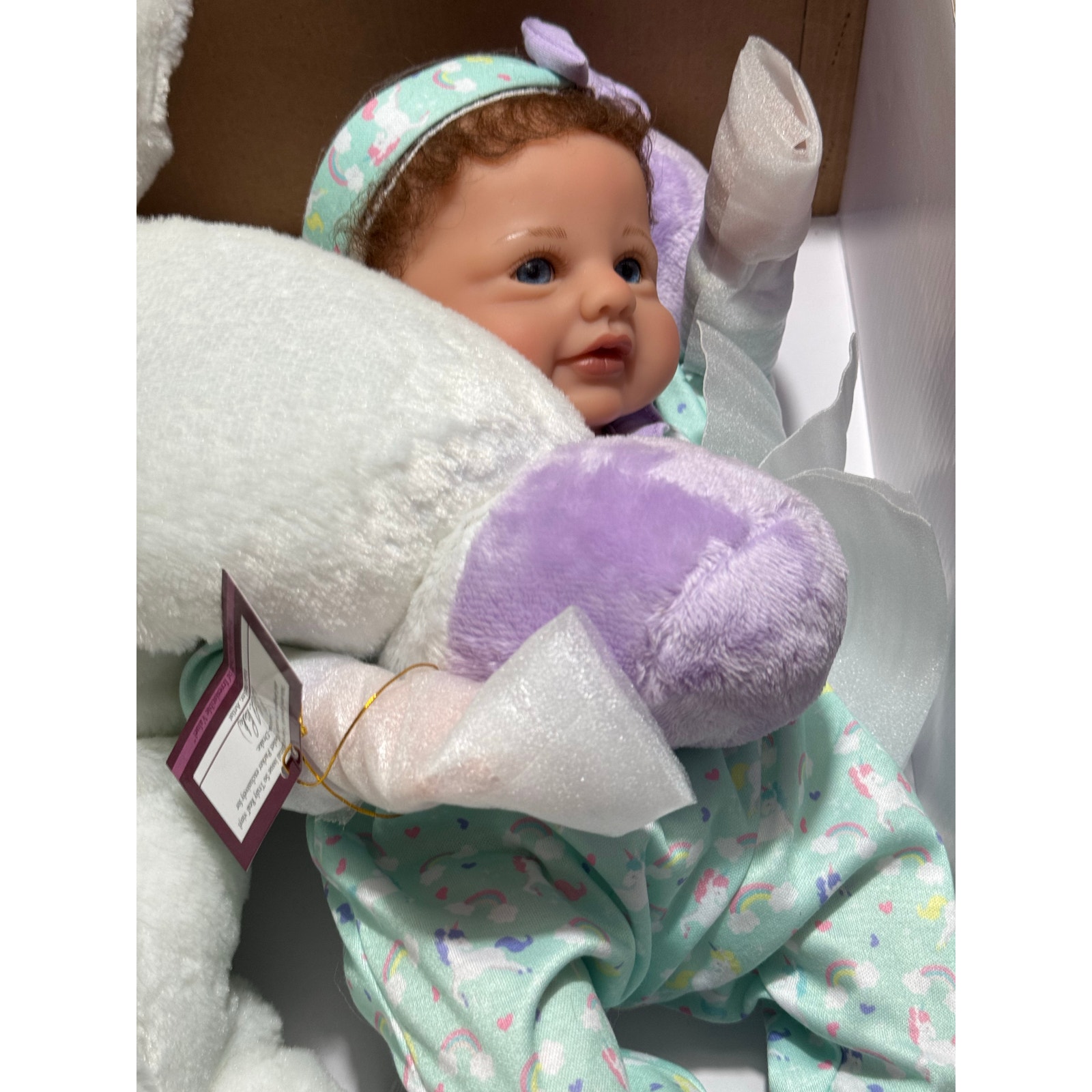 Ashton-Drake Mia Baby Doll And Sparkle Plush Unicorn Set by Violet Parker 17"