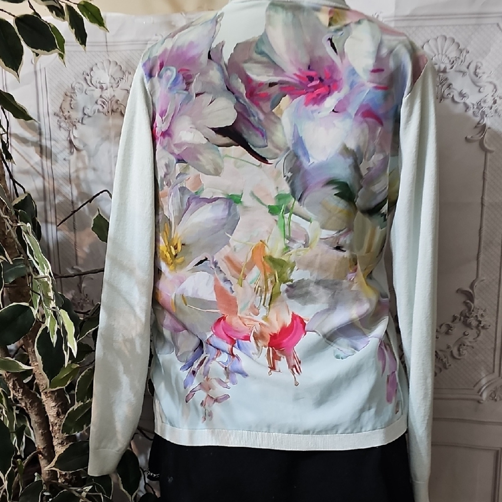 Ted Baker Parvani Gardens Floral Print Long Sleeve Open Cardigan 1 Size 2-4