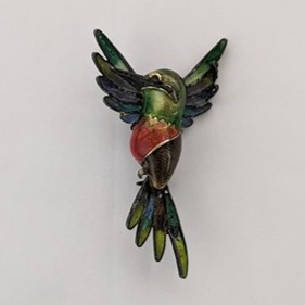 Vintage Vermeil Hummingbird Brooch Enamel 800 79 DE Italy Plique a Jour Bird Pin