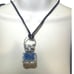 Repurposed VINTG Perfume Glass Bottle Pendant Necklace w Rustic Silver Metalwork
