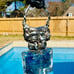Repurposed VINTG Perfume Glass Bottle Pendant Necklace w Rustic Silver Metalwork