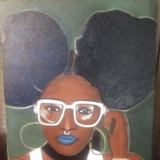 Afro Puff Model Acrylic Painting
