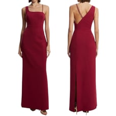BCBGMaxAzria Gracie One Shoulder Chain Gown Column Dress Beet Size 2