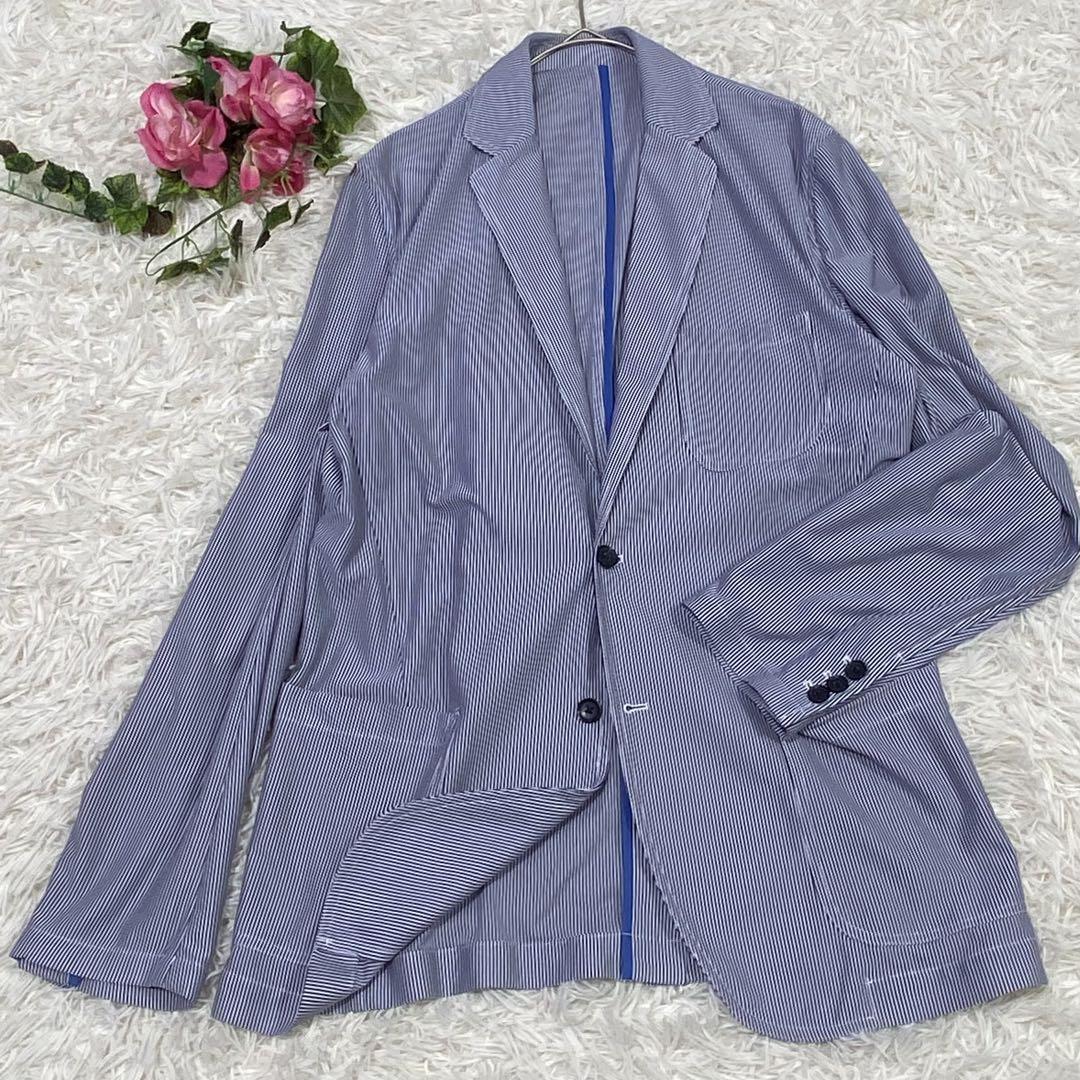 【XL】Navy PREMIUM Summer Jacket, Tailored Jacket, Striped