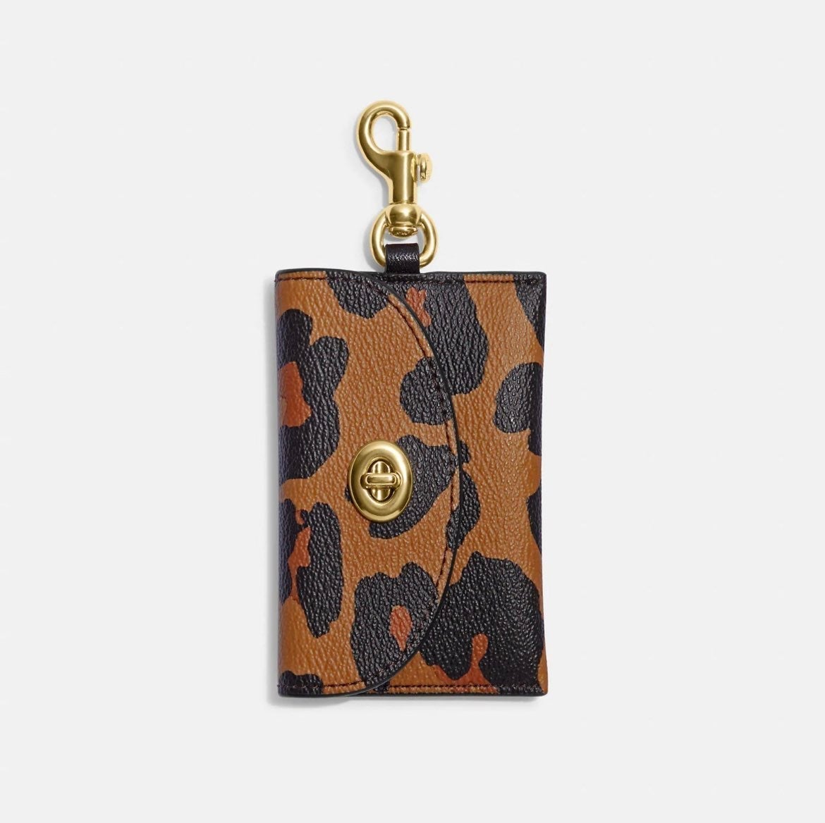 Coach Complimentary Turnlock Card Case With Leopard Print