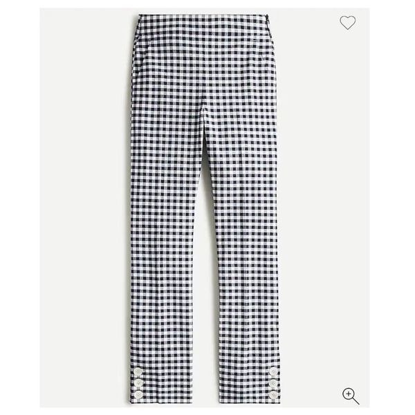 New J. Crew Remi Ankle Pants White Black Gingham Cropped Size 4 Casual Preppy