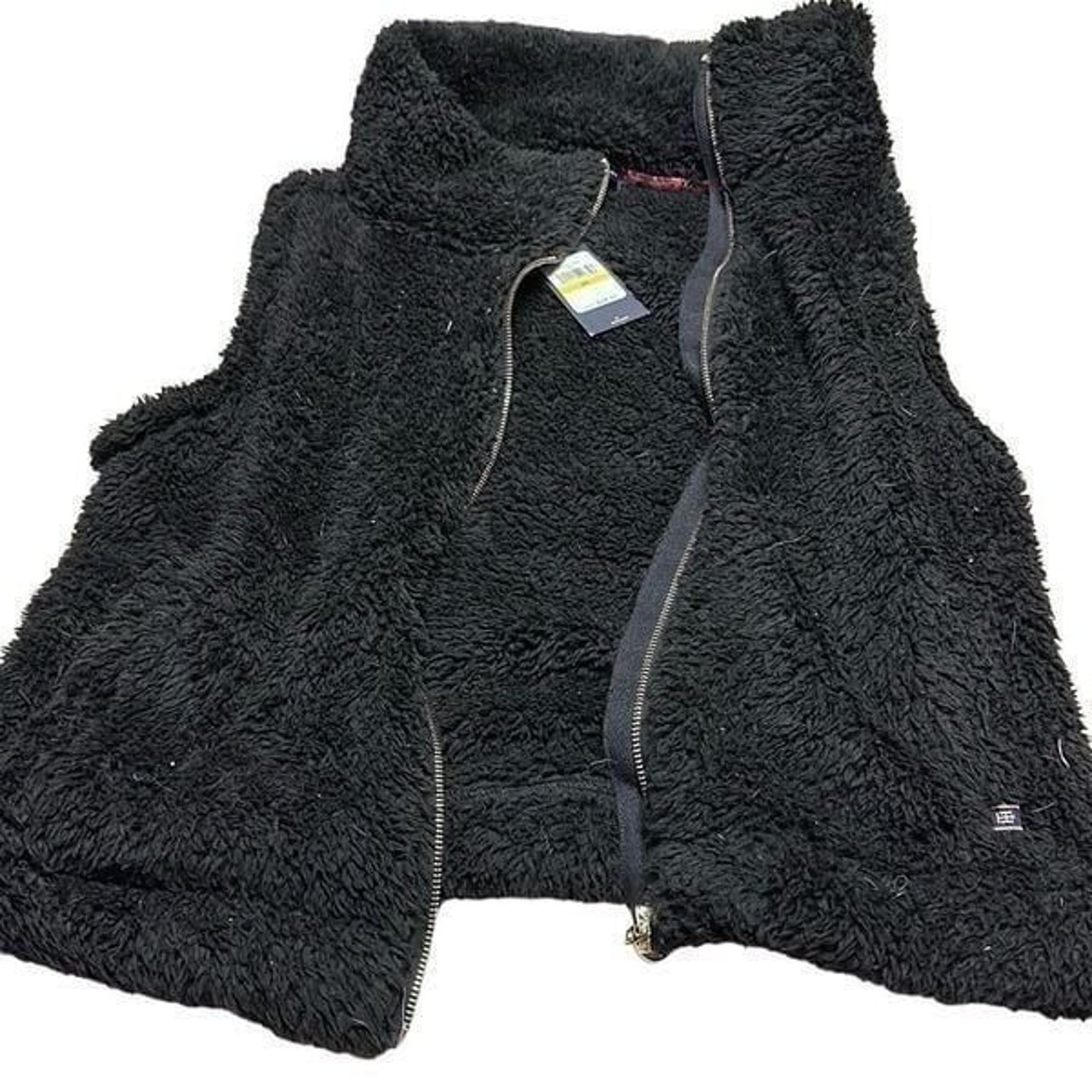 Tommy Hilfiger fuzzy vest nwt new black gold zipper