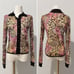 Exetera Abstract Print Mesh Shirt Cardigan Sz 1/US S Retro Y2K Twee Office-Siren