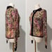 Exetera Abstract Print Mesh Shirt Cardigan Sz 1/US S Retro Y2K Twee Office-Siren