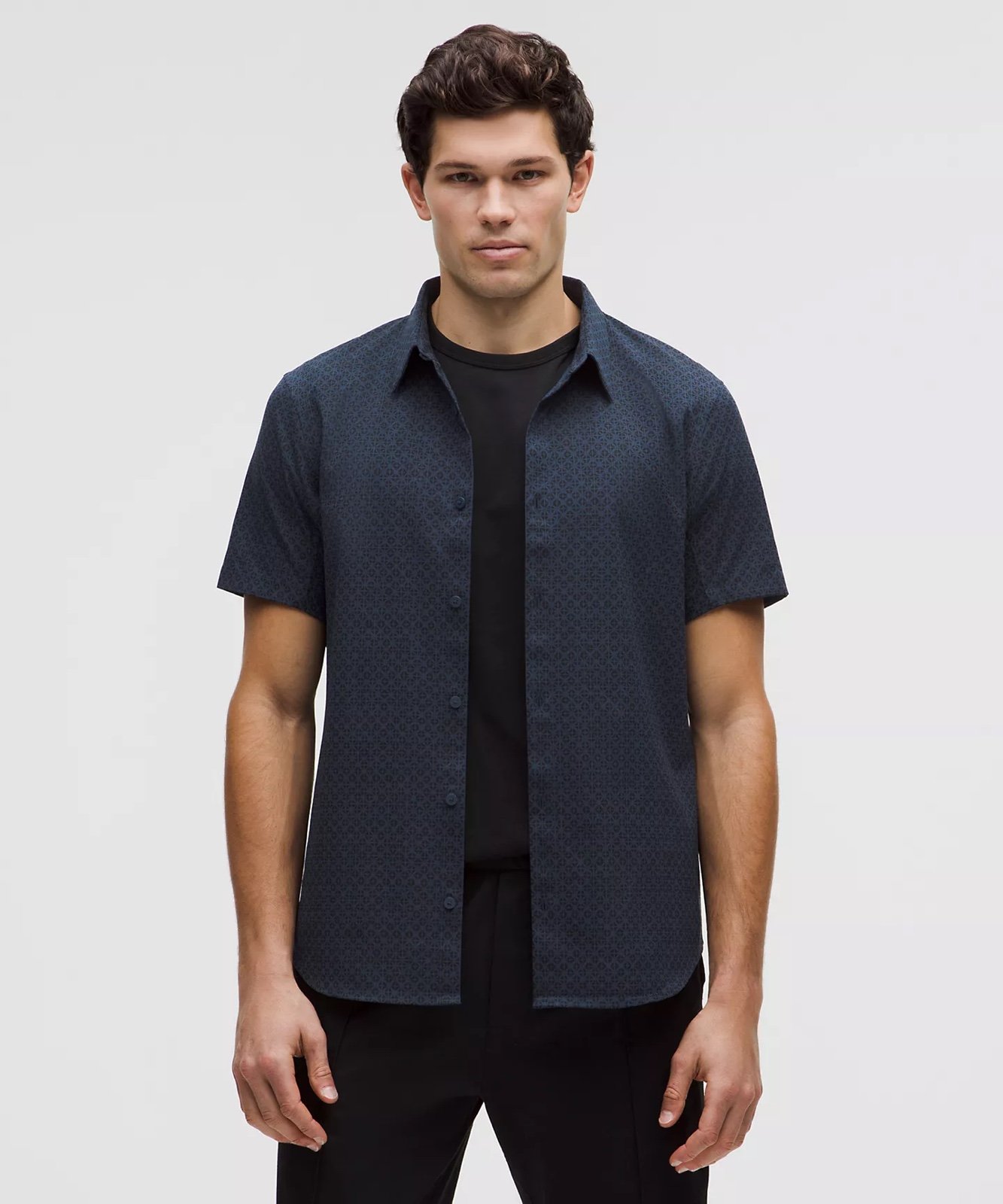 Lululemon Size Large Airing Easy Short-Sleeve Shirt, Star Tile Geo Blue, NWT