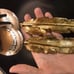 New in box Michael Aram gold feather serving set gold