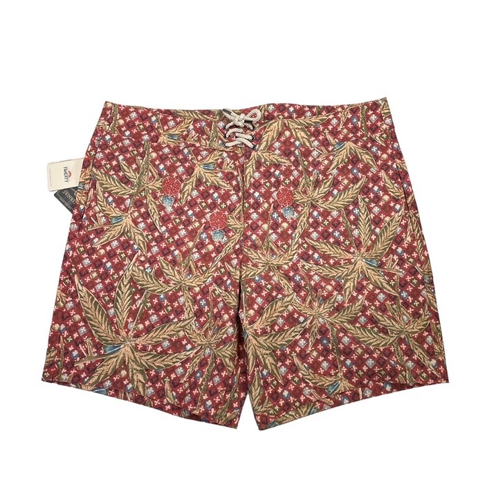 Faherty Classic BoardShorts 7”- Red Palm Batik NWT- MSRP 98- Mens Size 35