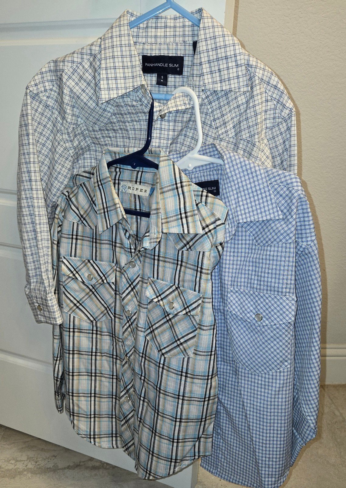 Roper & Panhandle Slim Boys Sz 6 Plaid Western Pearl Snap - 3 Shirt Bundle