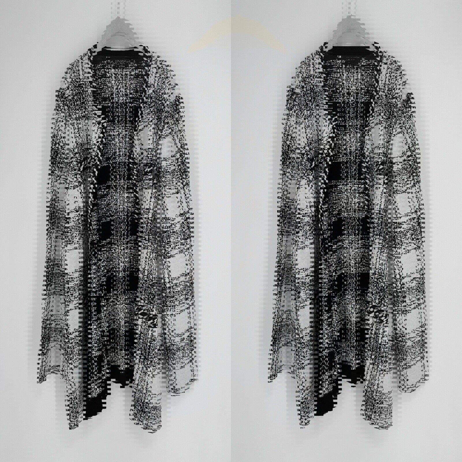 Ming Wang Cardigan Womens XL white black jacket open artsy workwear career