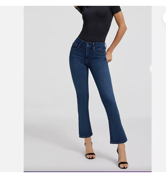 NWT GOOD AMERICAN Good Legs Straight Jeans Size 0/25 Mid-rise Denim Blue