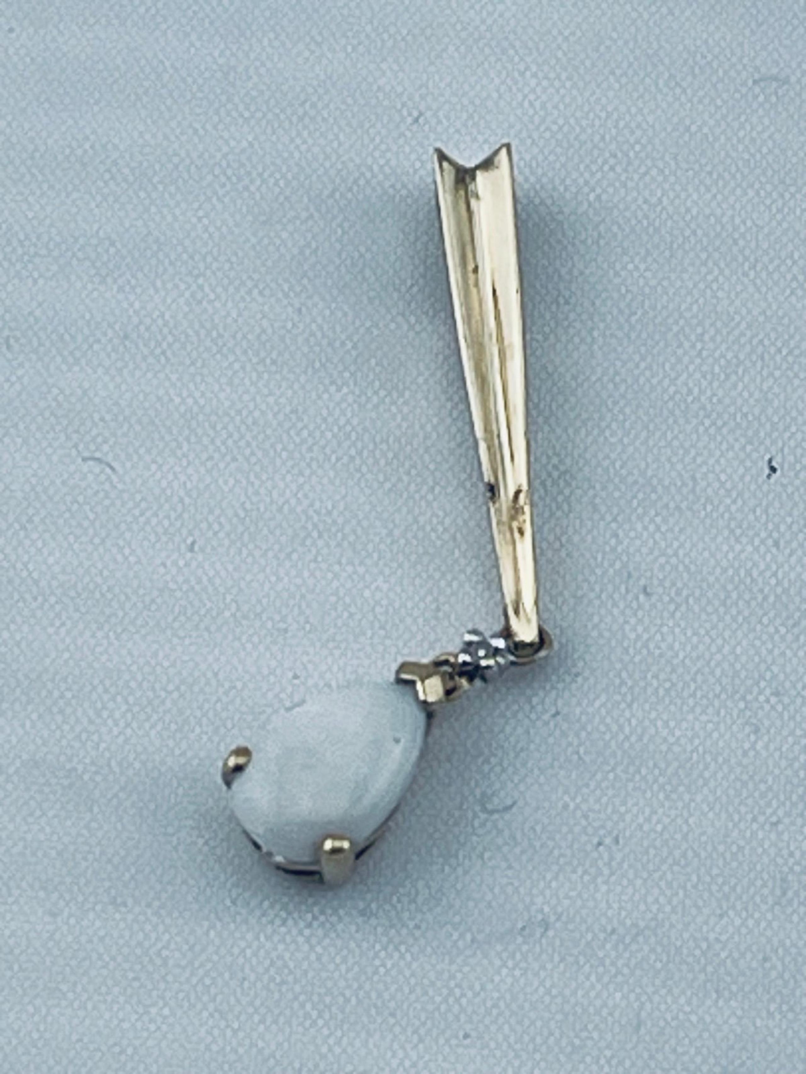 Antique art, deco, opal and diamond pendant, 10 karat yellow gold