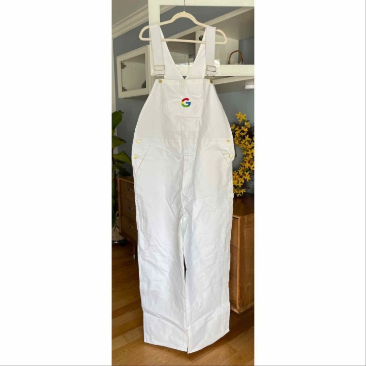Dickies Overalls Men’s Google Pixel Event 2018 White w/ Embroidered Logo 42 X 32