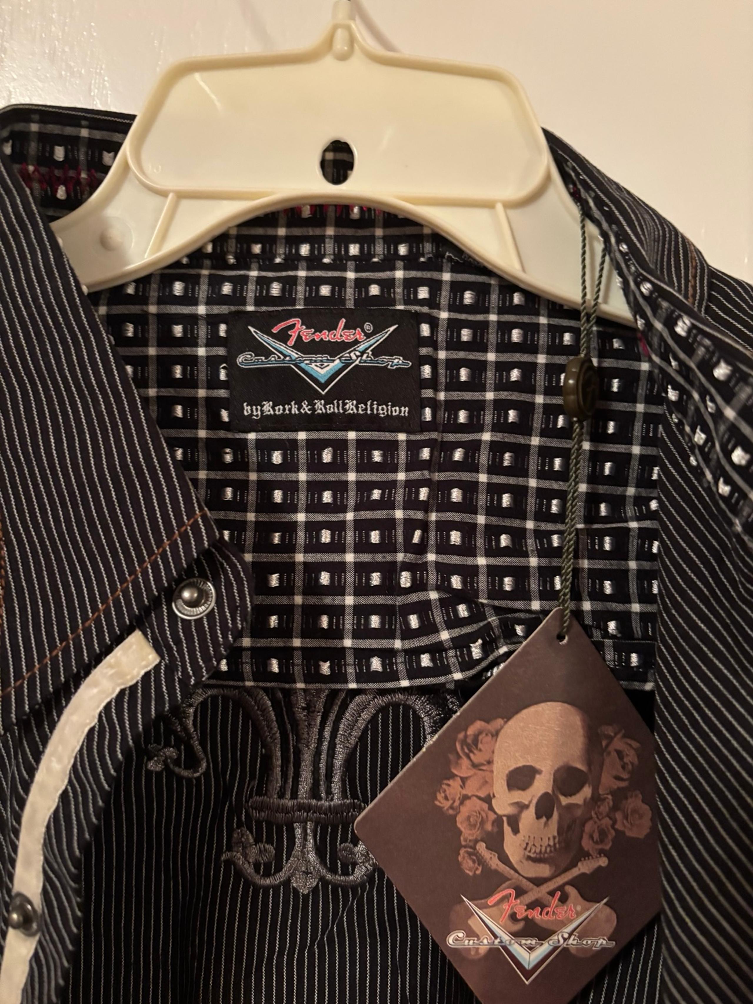 Fender custom shop Shirt by Rock & Roll Religion 3XL, black snap down, BNWT