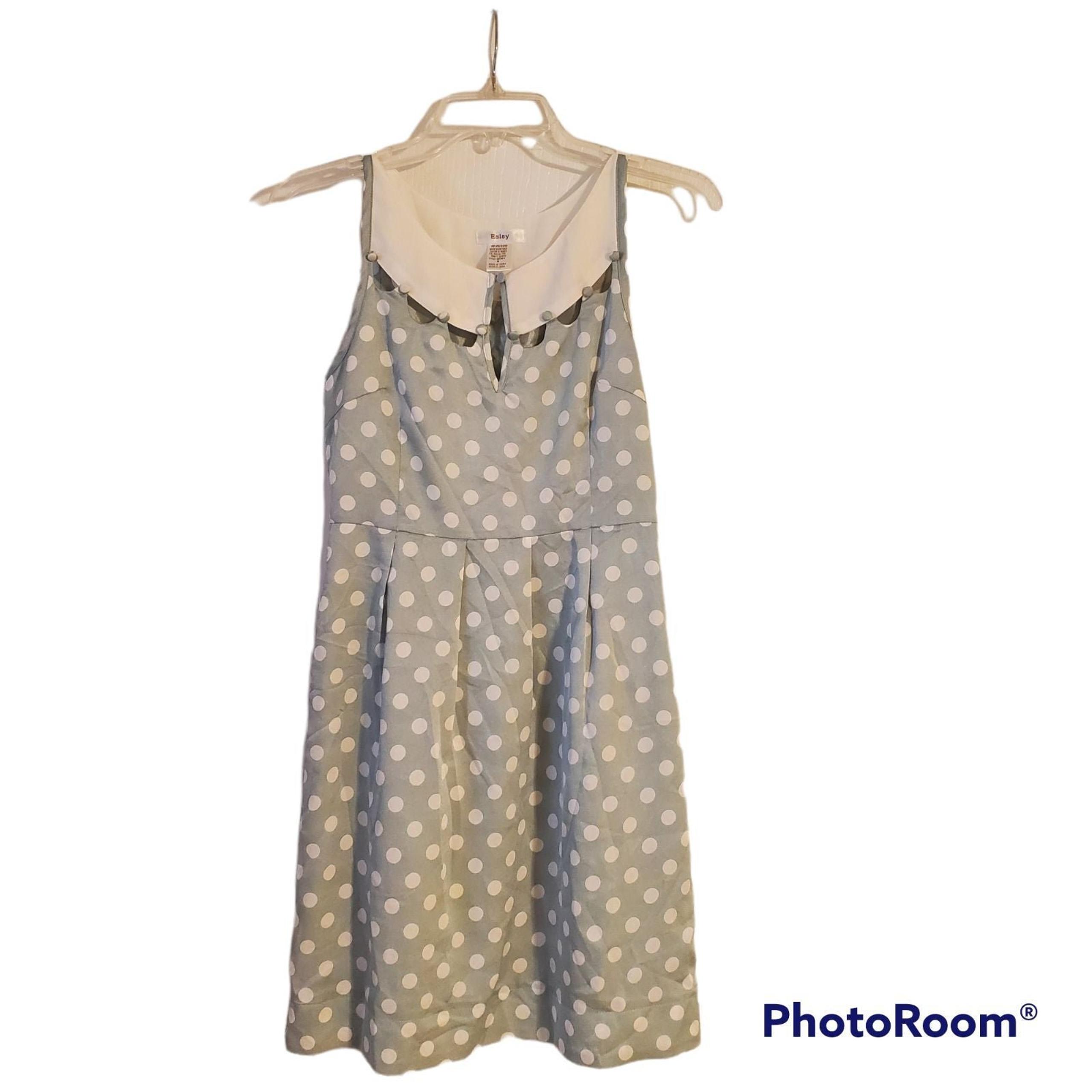 Esley Light Blue and White Polka Dot Dress