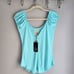 Chaser Gauze Jersey Cap Sleeve Top, Medium, Blue Lagoon