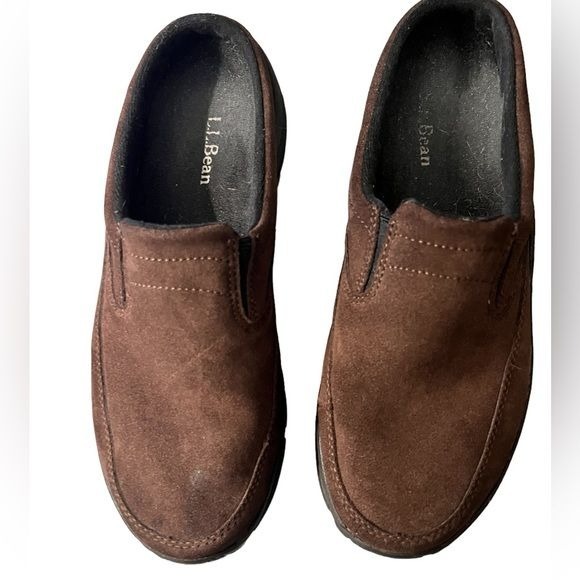 LL Bean Women's Slip On Size 9 Suede Mule Moccasin Clog Brown Gorpcore Outdoors