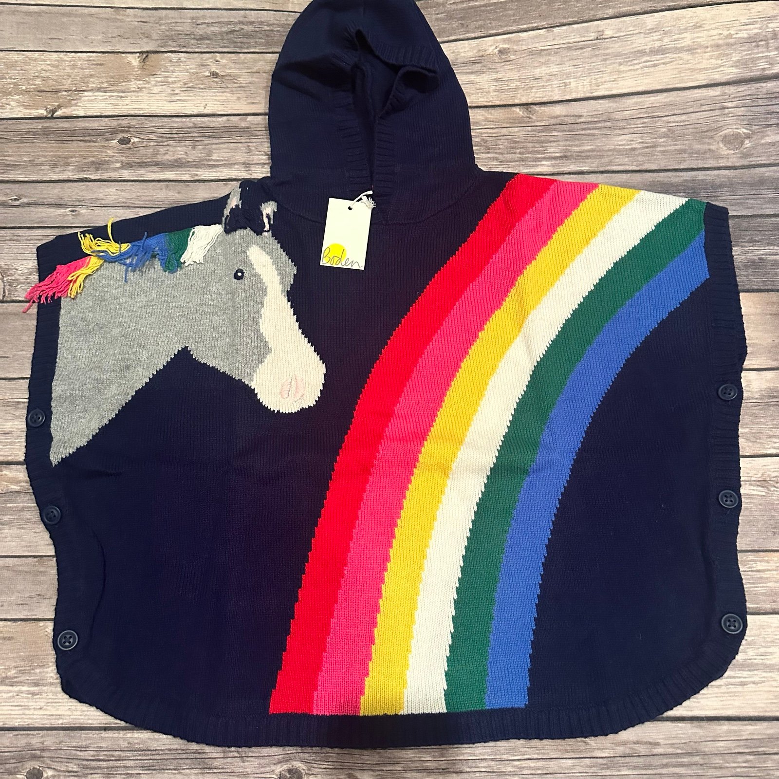 Mini boden rainbow horse poncho